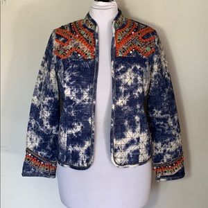 CHICO'S TIE DYE QUILTED BOHO JACKET CHICO'S SIZE 0